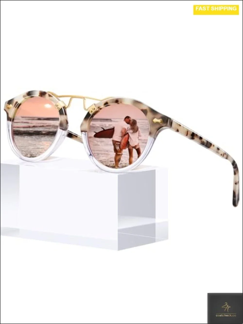 Polarized Acetate Round Sunglasses UV Protection Womens